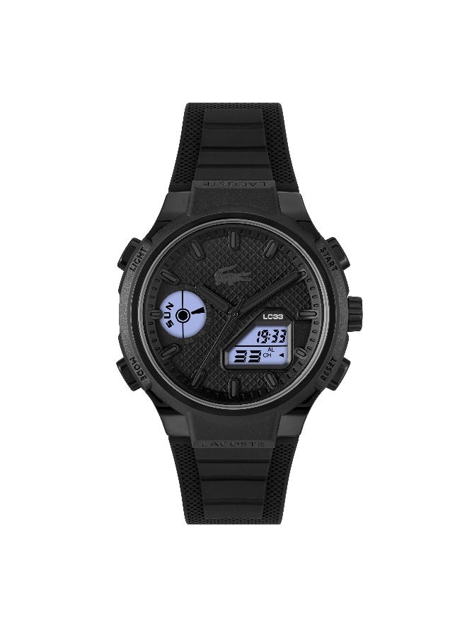 Lacoste Lc33 Men's Quartz Watch with Black Dial and Black Silicone Strap - 2011447 - Image 3