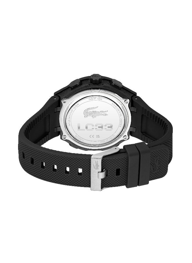 Lacoste Lc33 Men's Quartz Watch with Black Dial and Black Silicone Strap - 2011447 - Image 4