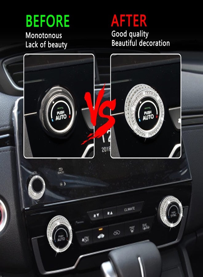 TOMALL Bling Air Conditioner Knob Cover Compatible with Honda CRV 2017-2022 AC Knob Covers Center Sound Volume Button Cover Auto Centre Console Cover Bling Interior Ring Decoration for Car (3pcs) - Image 3