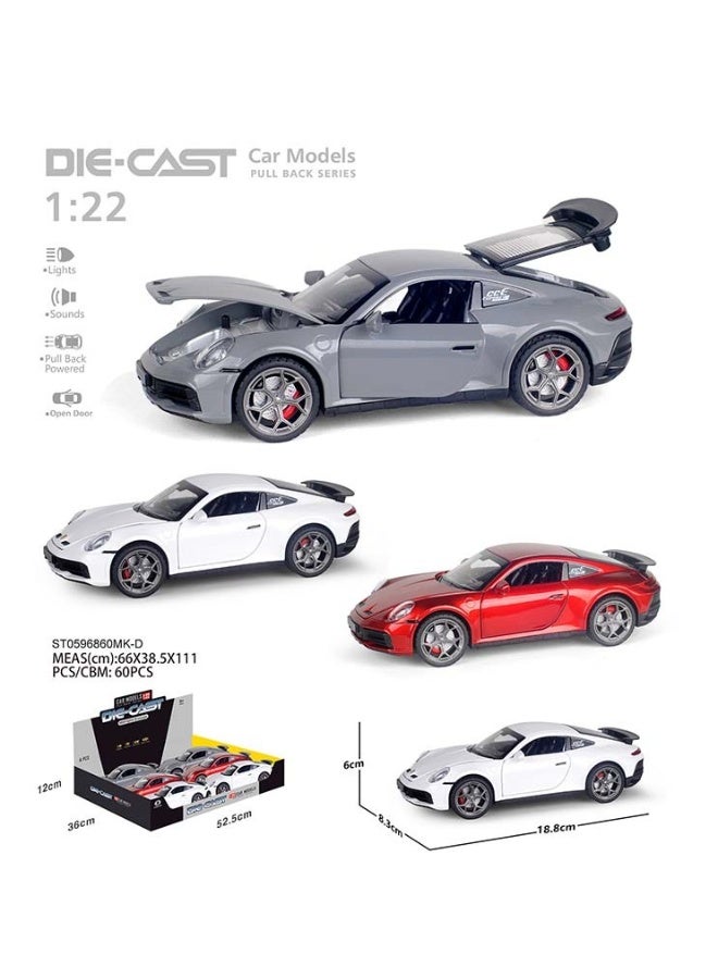 Porsche Pullback Porsche 911 Carrera Die-Cast 1:22 Scale Assorted. HCL-923A 