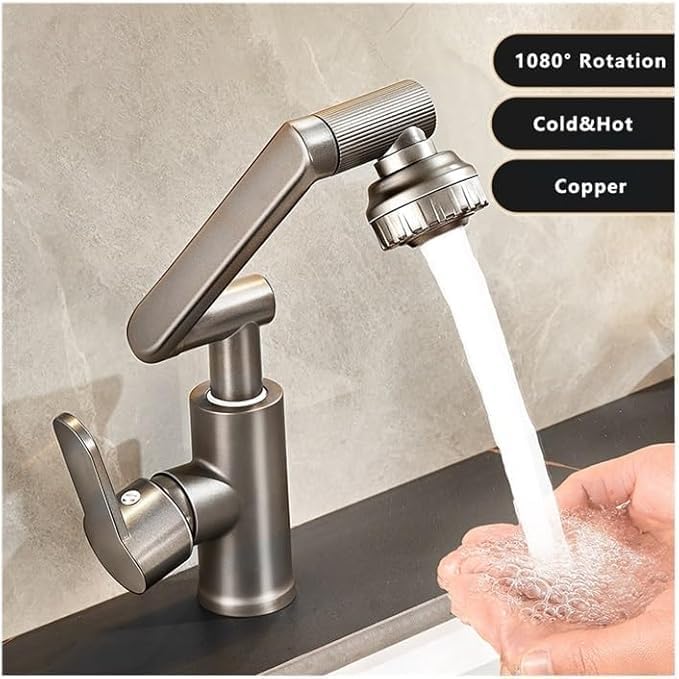 PIPULSE PAPULSE Stainless Steel PullOut Kitchen Sink Faucet DualPurpose Hot Cold Mixer Tap for Kitchen and Bathroom Vanity 1080 Swivel Sink Faucet - Image 4