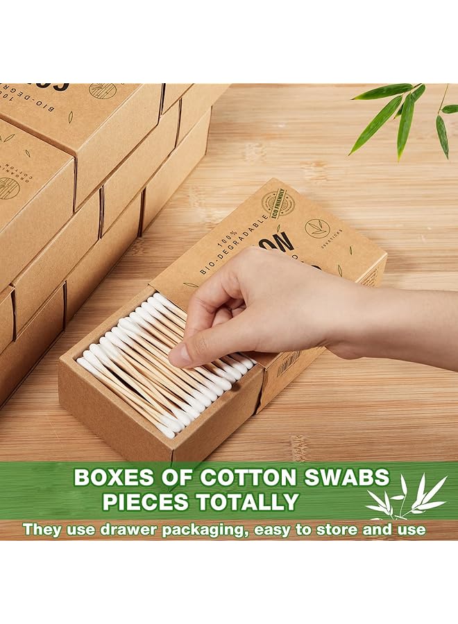 إيروريكس أعواد قطنية من الخيزران، 1600 قطعة، أعواد قطنية مزدوجة قابلة لإعادة الاستخدام، أعواد قطنية للأذن، أعواد قطنية للعناية بالبشرة، مجوهرات فنية - Image 3