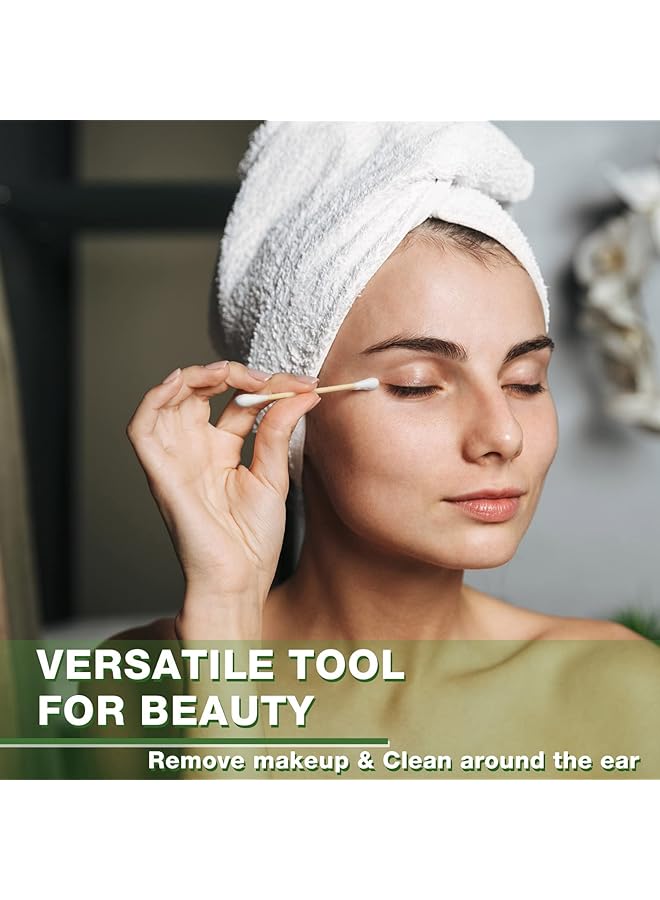 إيروريكس أعواد قطنية من الخيزران، 1600 قطعة، أعواد قطنية مزدوجة قابلة لإعادة الاستخدام، أعواد قطنية للأذن، أعواد قطنية للعناية بالبشرة، مجوهرات فنية - Image 5