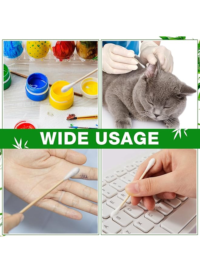 إيروريكس أعواد قطنية من الخيزران، 1600 قطعة، أعواد قطنية مزدوجة قابلة لإعادة الاستخدام، أعواد قطنية للأذن، أعواد قطنية للعناية بالبشرة، مجوهرات فنية - Image 2