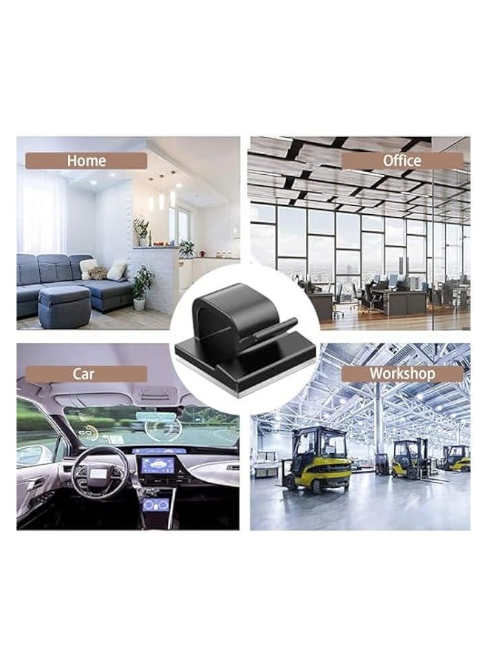 بروماس 50 مشبكًا لاصقًا لإدارة الكابلات القوية، مشابك سلكية قوية للجدار، أسفل المكتب، أضواء ، السيارة، كاميرا داش، إيثرنت - Image 3