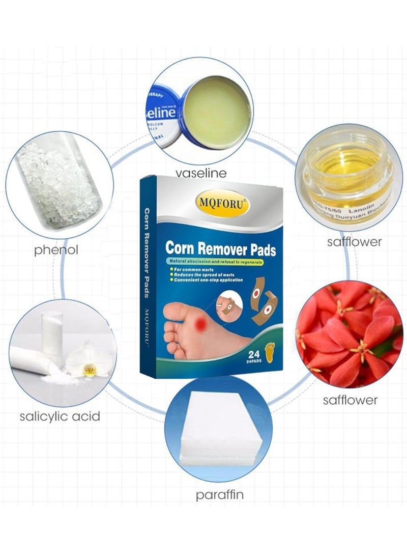 MQFORU - 24 Pcs Corn Remover Pads Corn Plasters with Hole for Feet Hand Toe Corn Removal Ideal for Relief Corn Pain and Foot Care Wart Remover Foot Corn Remover Patch Corn Removal Pads - Image 1