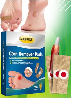 MQFORU 24 Pcs Corn Remover Pads Corn Plasters with Hole for Feet Hand Toe Corn Removal Ideal for Relief Corn Pain and Foot Care Wart Remover Foot Corn Remover Patch Corn Removal Pads  - Image 1