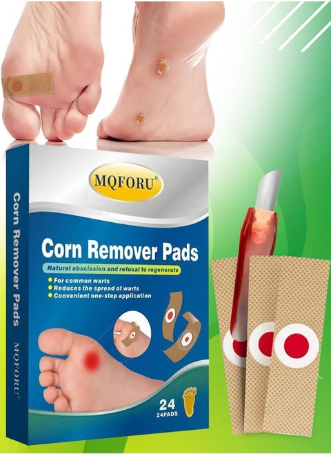 24 Pcs Corn Remover Pads Corn Plasters with Hole for Feet Hand Toe Corn Removal Ideal for Relief Corn Pain and Foot Care Wart Remover Foot Corn Remover Patch Corn Removal Pads