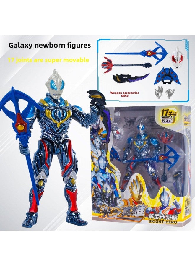 Ultraman Hand-made Spot Gold Cero Beria Geed Tiga Doll Model Stand Kidsren's Toys-Color:Jiade Galaxy First Sheng - Image 1
