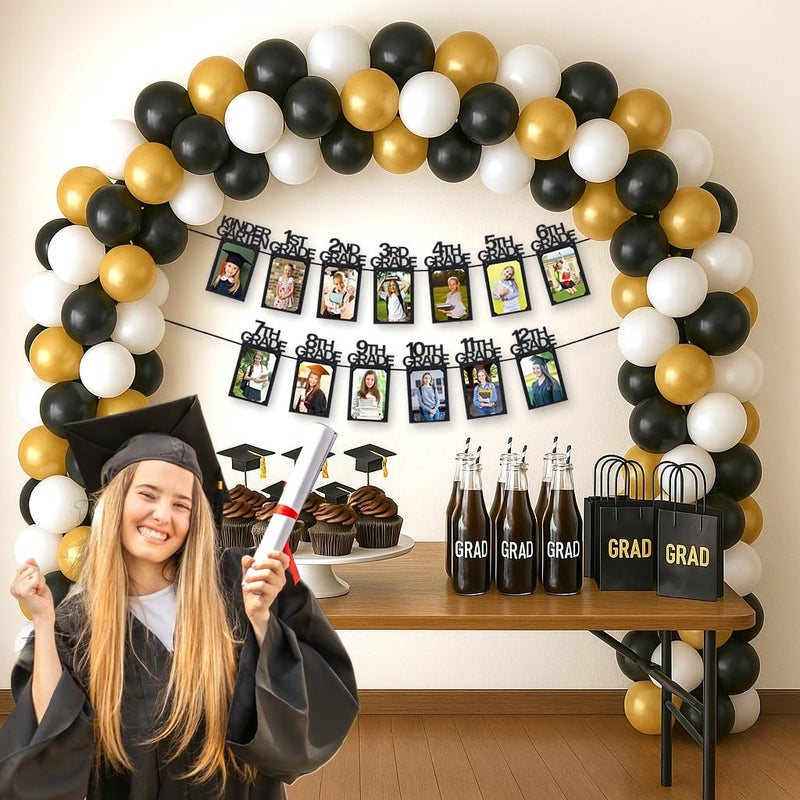 PartyHooman Graduation Photo Banner K-12, Kindergarten to 12th Grade for Middle/Junior, High/Senior Graduation Decorations 2026 | Class of 2026 Party Decorations |Pictures Party Supplies (Pre-strung) - Image 5