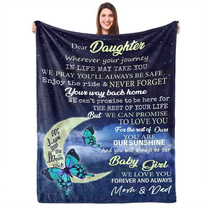 MOTHERS DAY DAUGHTER GIFTS FROM MOM AND DAD THROW BLANKET GIFTS FROM MOM AND DAD UNIQUE BIRTHDAY FOR ADULT DAUGHTER TO MY DAUGHTERS BLANKET FROM PARENTS 55X70