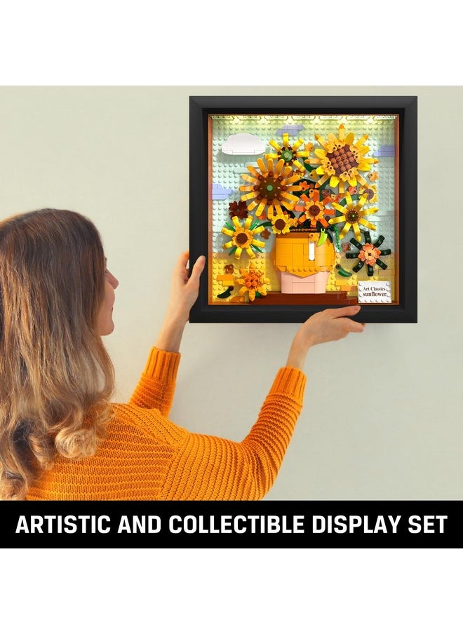 Hogokids HOGOKIDS Flowers Sunflower Building Set with Lights - Vincent Van Gogh Painting Frame Artwork Mini Building Blocks Toy for Home Dcor Wall Art Architecture Sets for Adults Teens - 807PCS  - Image 3