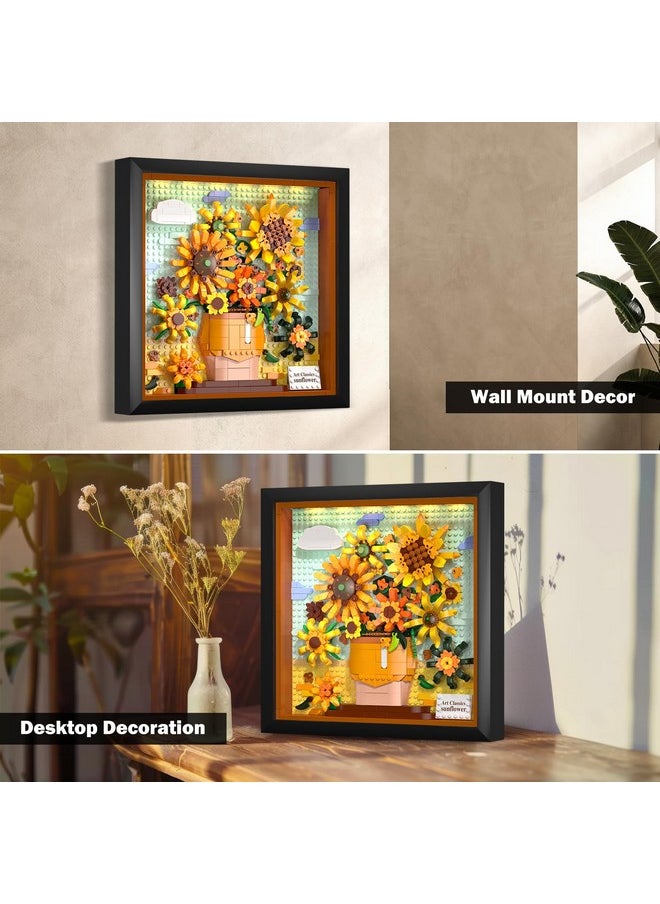 Hogokids HOGOKIDS Flowers Sunflower Building Set with Lights - Vincent Van Gogh Painting Frame Artwork Mini Building Blocks Toy for Home Dcor Wall Art Architecture Sets for Adults Teens - 807PCS  - Image 2
