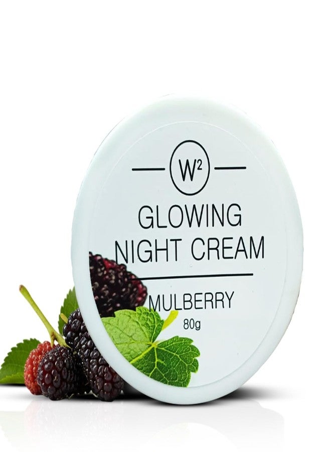 W2 Glowing Night Cream - Mulberry | Brightening & Hydrating Night Moisturizer | Reduces Pigmentation, Uneven Skin Tone, Repairs Overnight | For Men and Women - 80gm - Image 1