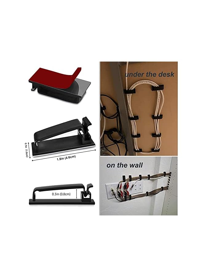 Green Tiger 50Pcs Self Adhesive Cable Management Clips, Cable Organizers Wire Clips Cord Holder for TV PC Ethernet Cable under Desk Home Office (Black) - Image 5