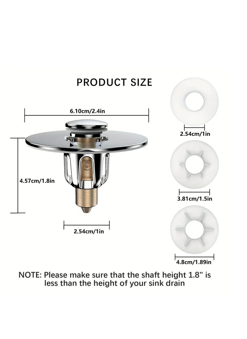 Generic - 1-Pack Face Wash Basin Sewer, Bouncing Core, Washing Hands, Face Basin, Pool, Table Basin, Copper Core, Press-type Bouncing Core, Universal Leakage Plug - Image 1