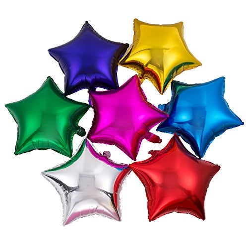 MOWO 50pcs Star Shaped Foil Balloons, 18' Helium Mylar Balloons, Self Sealing, Reusable, Assorted Color, For Party, Birthday, Wedding Decoration - Image 1