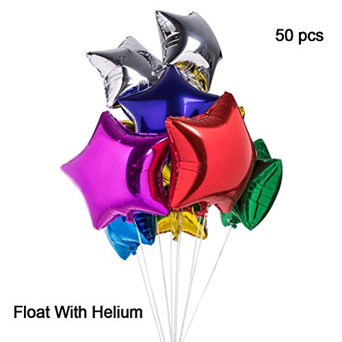 MOWO 50pcs Star Shaped Foil Balloons, 18' Helium Mylar Balloons, Self Sealing, Reusable, Assorted Color, For Party, Birthday, Wedding Decoration - Image 2