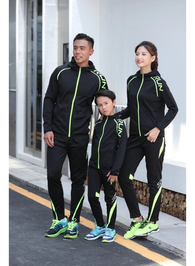 Thin Velvet Long Zipper Long Sleeve Hooded Football Sports Suit Children Adult Training Clothes 3xs-4xl