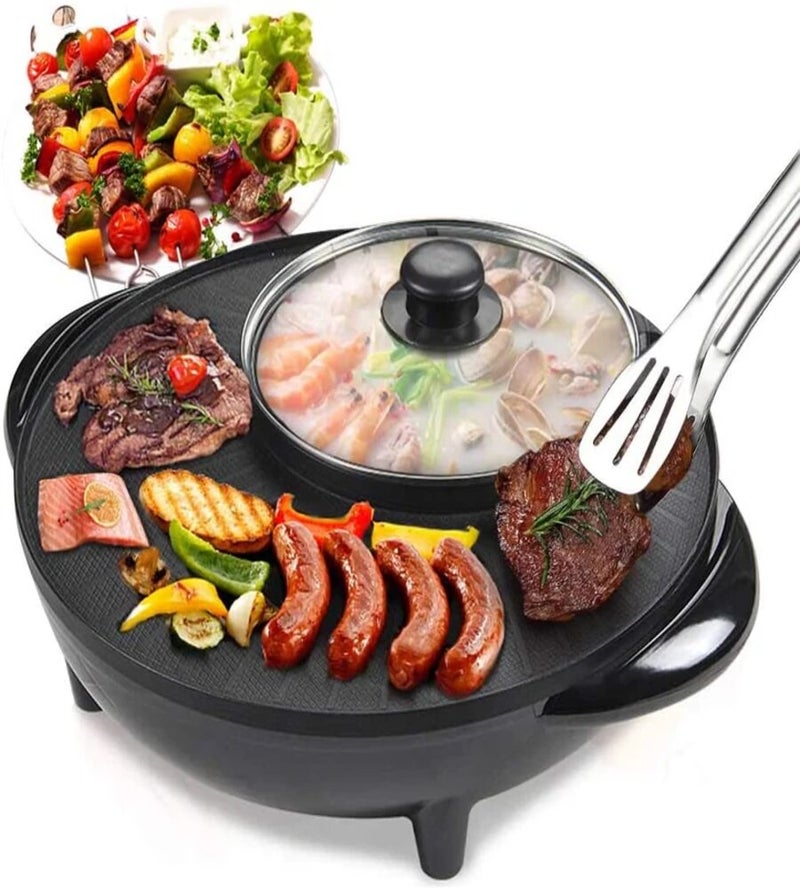Dessini Regina KC034 2-In-1 Electric Hot Pot And BBQ Grill With Tempered Glass Lid Black - Image 1