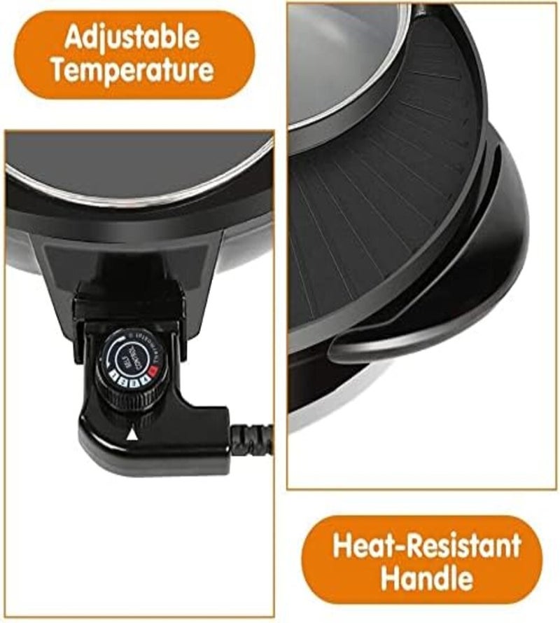 Dessini Regina KC034 2-In-1 Electric Hot Pot And BBQ Grill With Tempered Glass Lid Black - Image 2