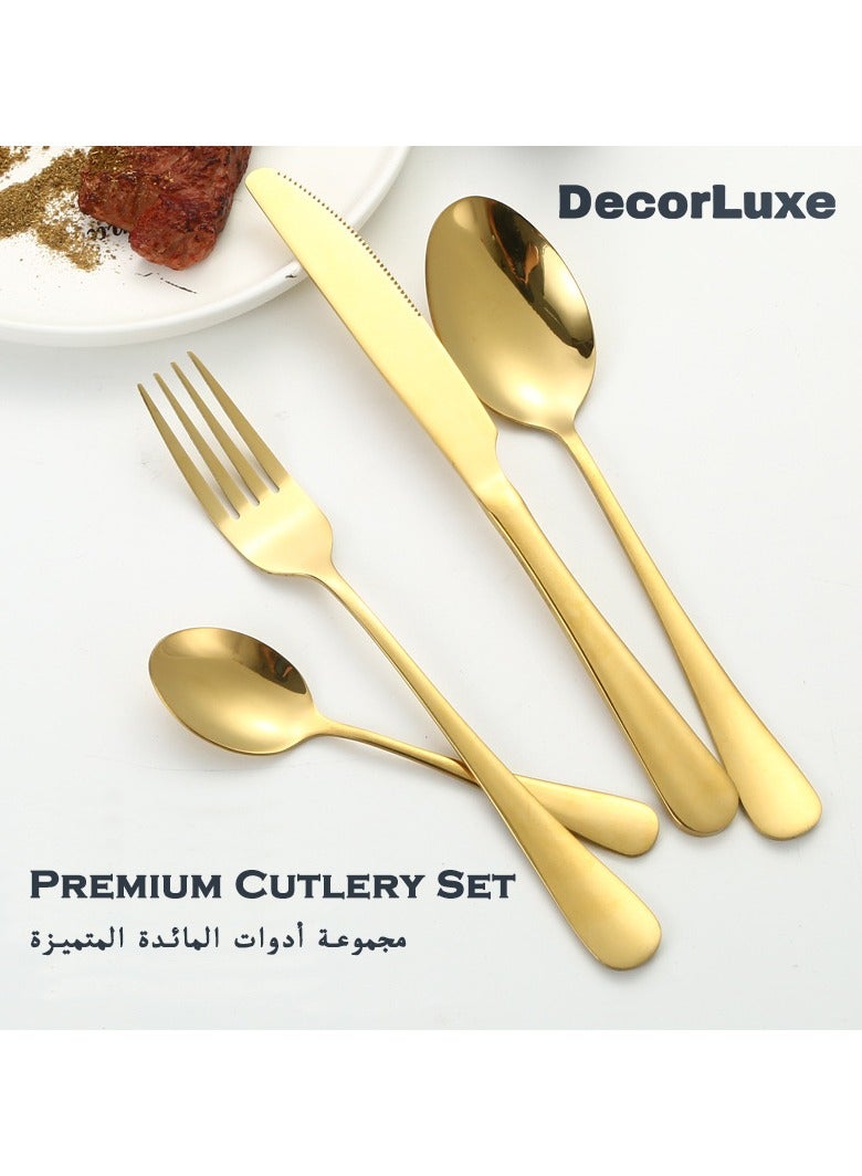 DecorLuxe 24-Piece Cutlery Set. Stainless Steel Flatware Cutlery Set. Gold & Silver are Available. - Image 3