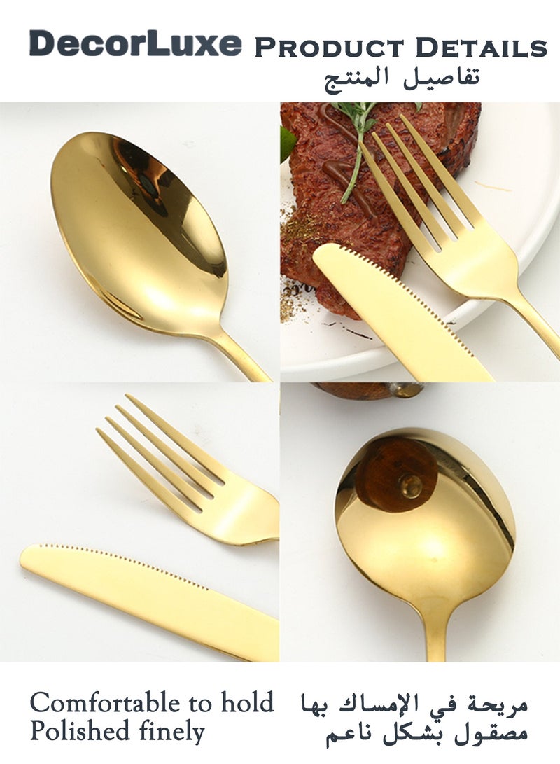 DecorLuxe 24-Piece Cutlery Set. Stainless Steel Flatware Cutlery Set. Gold & Silver are Available. - Image 4