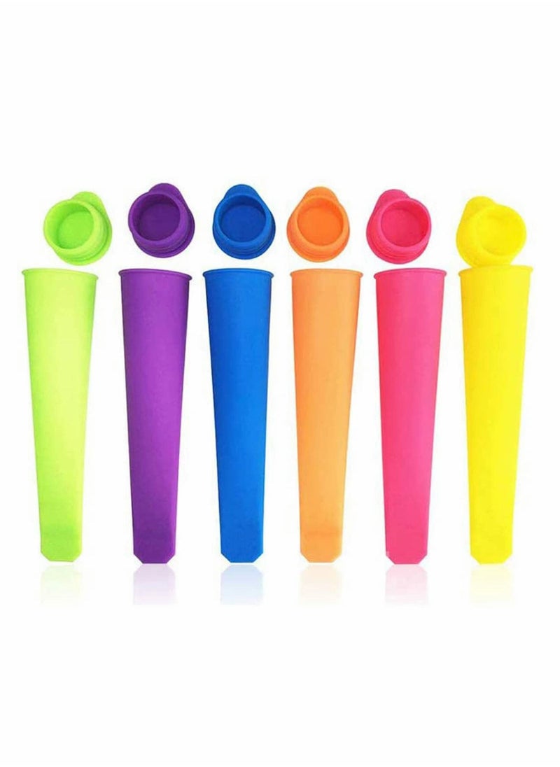 NIBEMINENT - Ice Pop Molds Set, 6 Pcs Multi Colors Food Grade Silicone Popsicle with Lids DIY BPA Free Freezer Cream Moulds for Women Men Kids Lolly Maker - Image 1