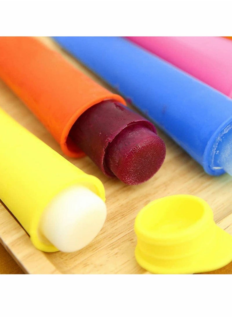NIBEMINENT - Ice Pop Molds Set, 6 Pcs Multi Colors Food Grade Silicone Popsicle with Lids DIY BPA Free Freezer Cream Moulds for Women Men Kids Lolly Maker - Image 1