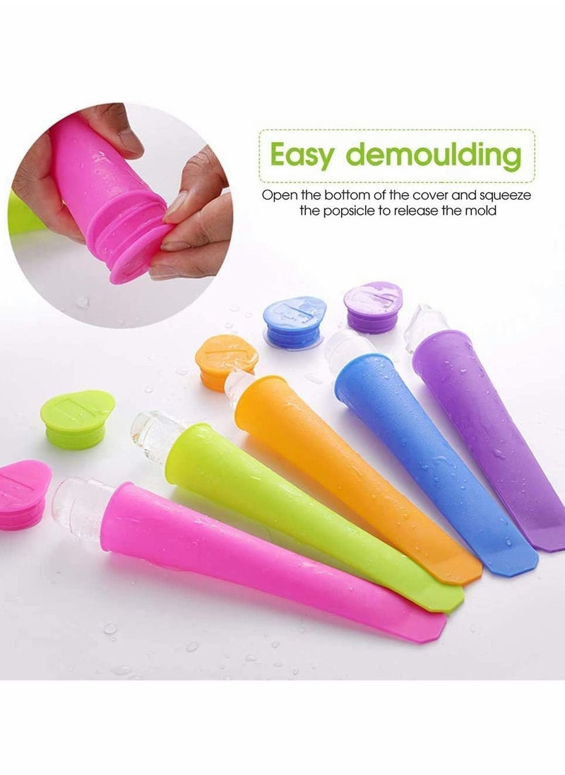 NIBEMINENT - Ice Pop Molds Set, 6 Pcs Multi Colors Food Grade Silicone Popsicle with Lids DIY BPA Free Freezer Cream Moulds for Women Men Kids Lolly Maker - Image 1