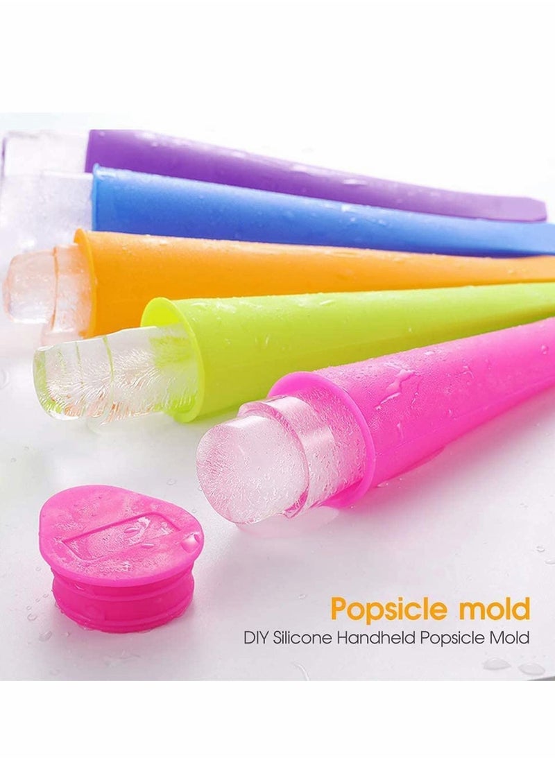 NIBEMINENT - Ice Pop Molds Set, 6 Pcs Multi Colors Food Grade Silicone Popsicle with Lids DIY BPA Free Freezer Cream Moulds for Women Men Kids Lolly Maker - Image 1