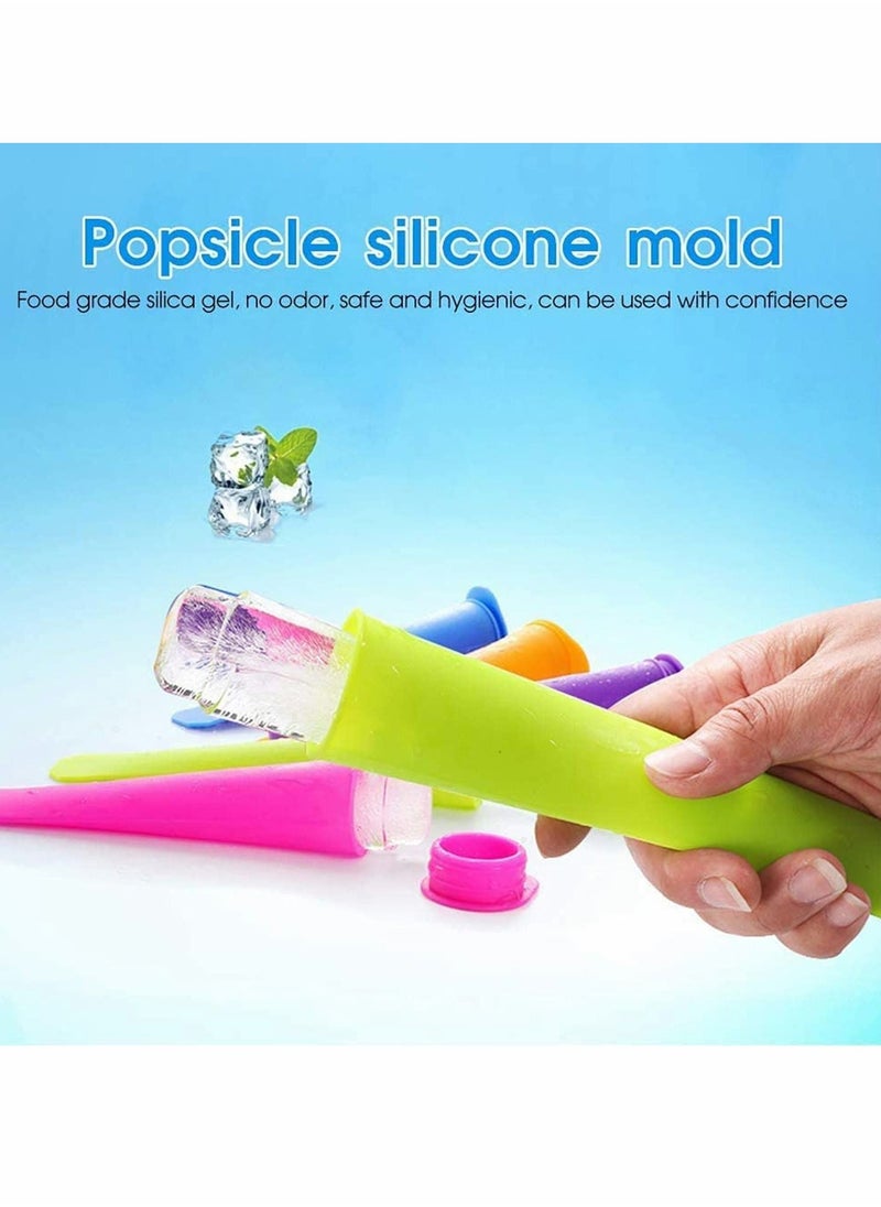 NIBEMINENT - Ice Pop Molds Set, 6 Pcs Multi Colors Food Grade Silicone Popsicle with Lids DIY BPA Free Freezer Cream Moulds for Women Men Kids Lolly Maker - Image 1