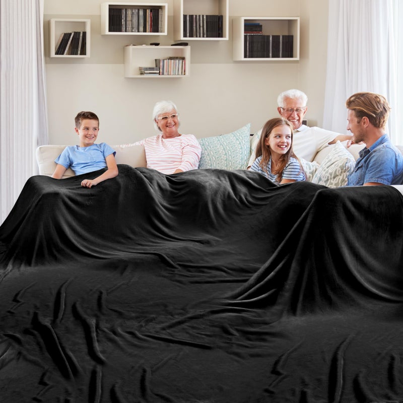 Edenleaf Big Oversized Soft Blanket Giant Fleece Companion 120x120 California King Warm Blanket for Whole Family Bed Sofa Couch Travel Camping 120x120 Black