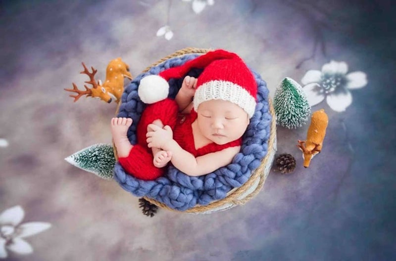 Vedory Newborn Baby Christmas Santa Photo Props Boy Girl Photo Shoot Outfits Crochet Knit Hat Shorts Photography Props - Image 3