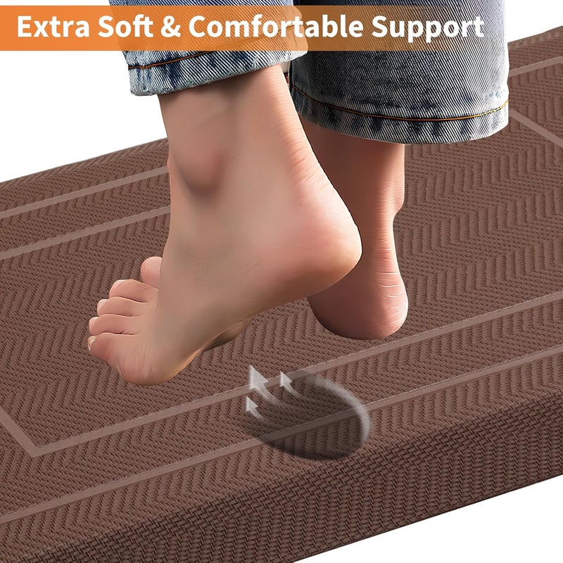 UKISS 9/10"" Extra Thick Cushioned Anti Fatigue Kitchen Mat, Waterproof High Density Foam Standing Desk Mat, Non-Slip Ergonomic Comfort Mat for Kitchen, Office,Workstation Black (Brown, 20" X 39") - Image 5