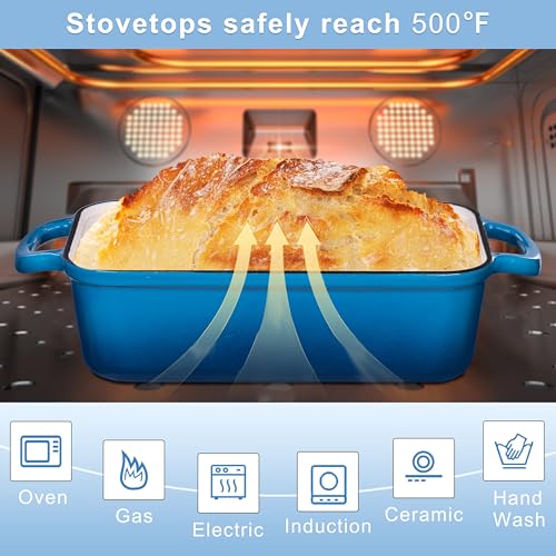 GRMlmosa Cast Iron Loaf Pan with Lid, Loaf Pans for Baking Bread 9x5 Inch, Bread Baking Pan for Homemade Bread|Sourdough with Golden Crispy Crust (Marseille) - Image 5