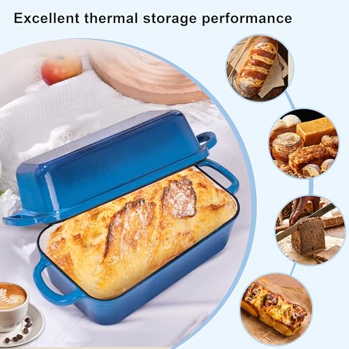 GRMlmosa Cast Iron Loaf Pan with Lid, Loaf Pans for Baking Bread 9x5 Inch, Bread Baking Pan for Homemade Bread|Sourdough with Golden Crispy Crust (Marseille) - Image 4