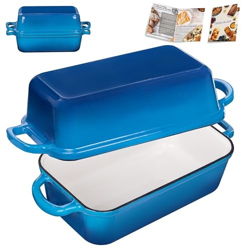 GRMlmosa Cast Iron Loaf Pan with Lid, Loaf Pans for Baking Bread 9x5 Inch, Bread Baking Pan for Homemade Bread|Sourdough with Golden Crispy Crust (Marseille) - Image 1