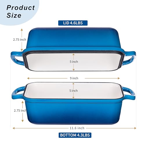 GRMlmosa Cast Iron Loaf Pan with Lid, Loaf Pans for Baking Bread 9x5 Inch, Bread Baking Pan for Homemade Bread|Sourdough with Golden Crispy Crust (Marseille) - Image 2