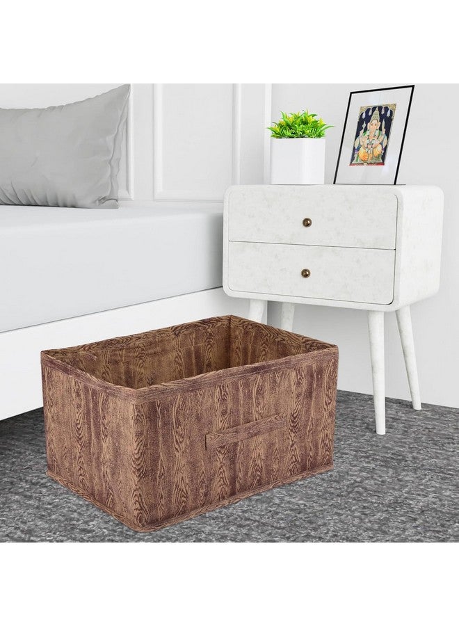 Kuber Industries Pack of 3 Foldable Storage Organiser | Wooden Print Storage Box for Books & Toys | Cloth Organizer for Wardrobe | Cupboard Drawer Organizer | Brown - Image 3