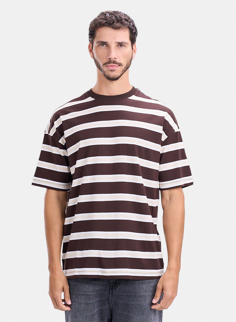 bowline Brown striped t-shirt printed - Image 1