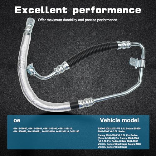 Taesayl Power Steering Pressure Hose Line for Camry 2001-2006, Solara 2004-2008, ES300 2002 2003, ES330 2004-2006 V6 3.0L 3.3L, Replaces 44411-33110, 3401185, 44411-06080 44411-06081 - Image 5