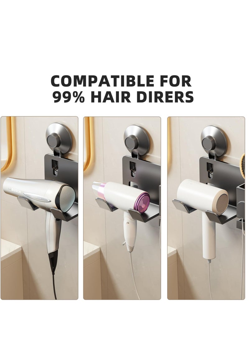 Hair Dryer Holder Wall Mounted, Aluminum Blow Dryer Holder Organizer, Hair Dryer Rack with Plug & Cord Organizer, for Bathroom, Salon, Bedroom Organizers & Storage - Image 2