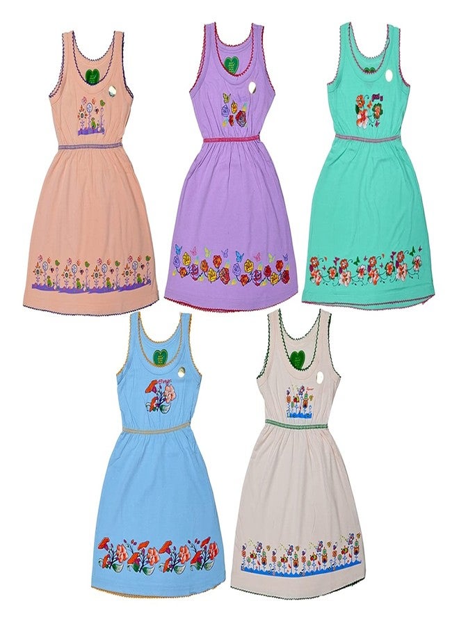 Sathiyas Baby Girl's Dress (Pack of 5) (asvIC503_7-8y_Multicolored_7-8 Years) - Image 1