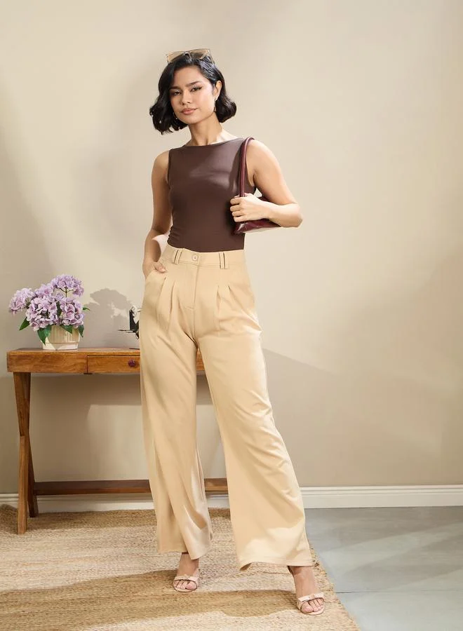 SASSAFRAS  SASSAFRAS Brown Jersey Sleeveless Crop Top for Women | Best Price UAE
