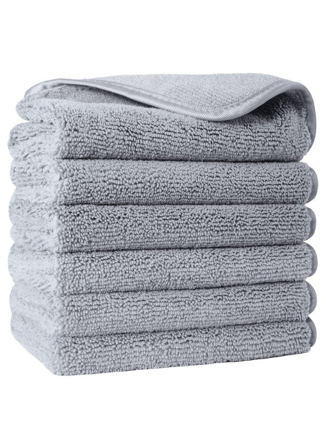 POLYTE Premium Lint Free Microfiber Washcloth Face Towel, 13 x 13 in, Set of 6 (Gray) - Image 1
