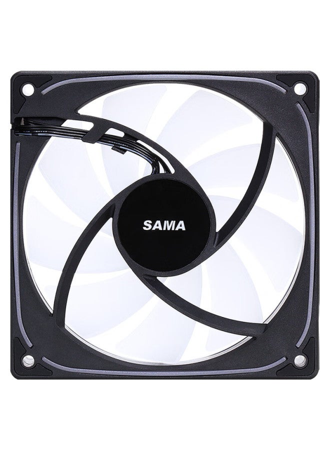 Sama Jingjie 1st Generation Jingye Black 12cm Case Fan, Argb Infinite Mirror Light, 5v3p Light Synchronization, Small 4p-pwm Speed Adjustment, Hydraulic Bearing, Standard Shock-absorbing Pad - Image 4