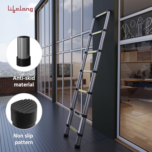 Lifelong Telescopic Ladder for Home, 6.5 Feet - Foldable & Portable Stairs, Versatile Use for Kitchen, Bathroom, Office & Outdoor, Multipurpose Step Ladder with 150 Kg Capacity(LLTL01, Black)Aluminium - Image 2