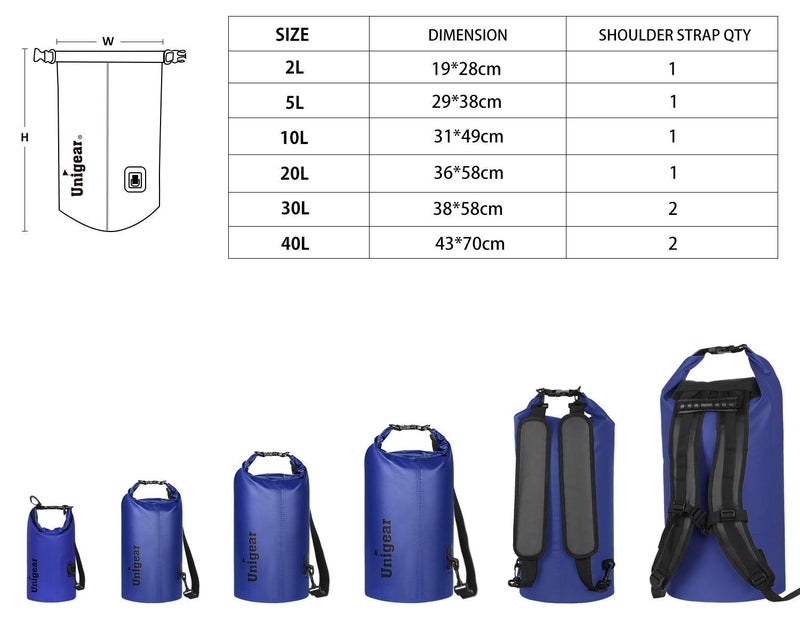 Unigear Dry Bag Waterproof, Floating and Lightweight Bags for Kayaking, Boating, Fishing, Swimming and Camping with Waterproof Phone Case (Blue, 2L) - Image 1