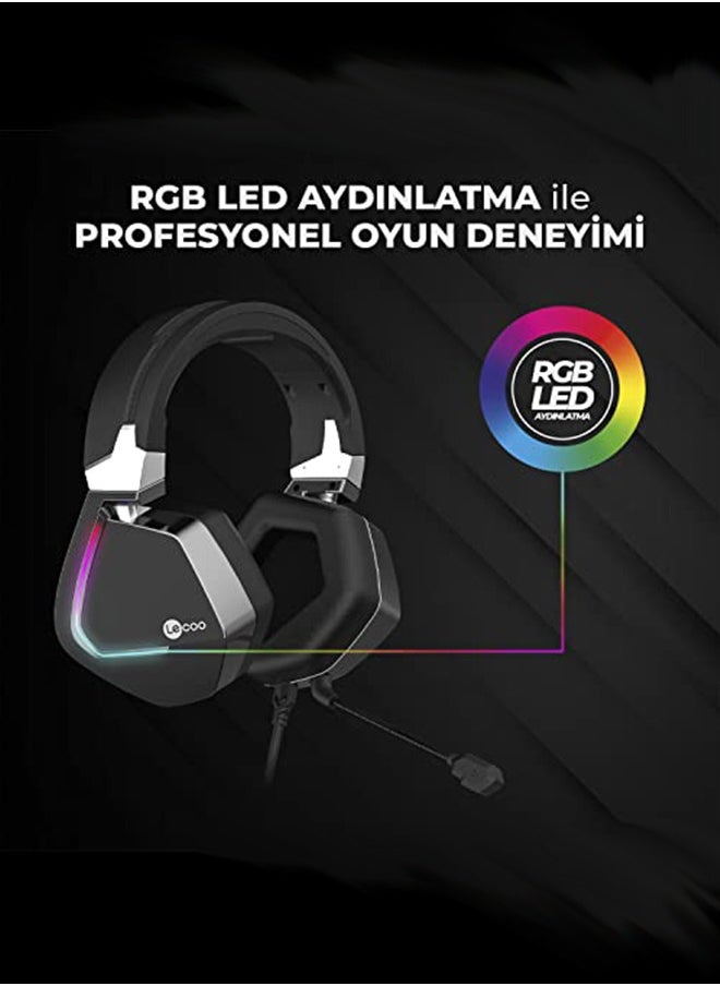 ليكو سماعة ألعاب سلكية Lecoo HT402 - ميكروفون مدمج - صوت محيطي USB 7.1-اسود  - Image 3
